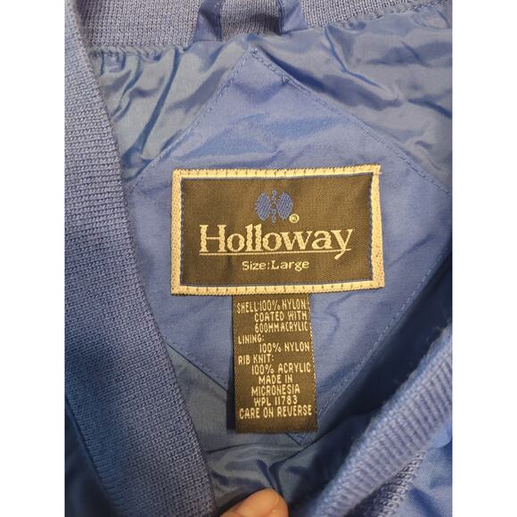 VTG Holloway Windbreaker Pullover Jacket Men’s L Blue V-Neck 90s GUC - Picture 10 of 11